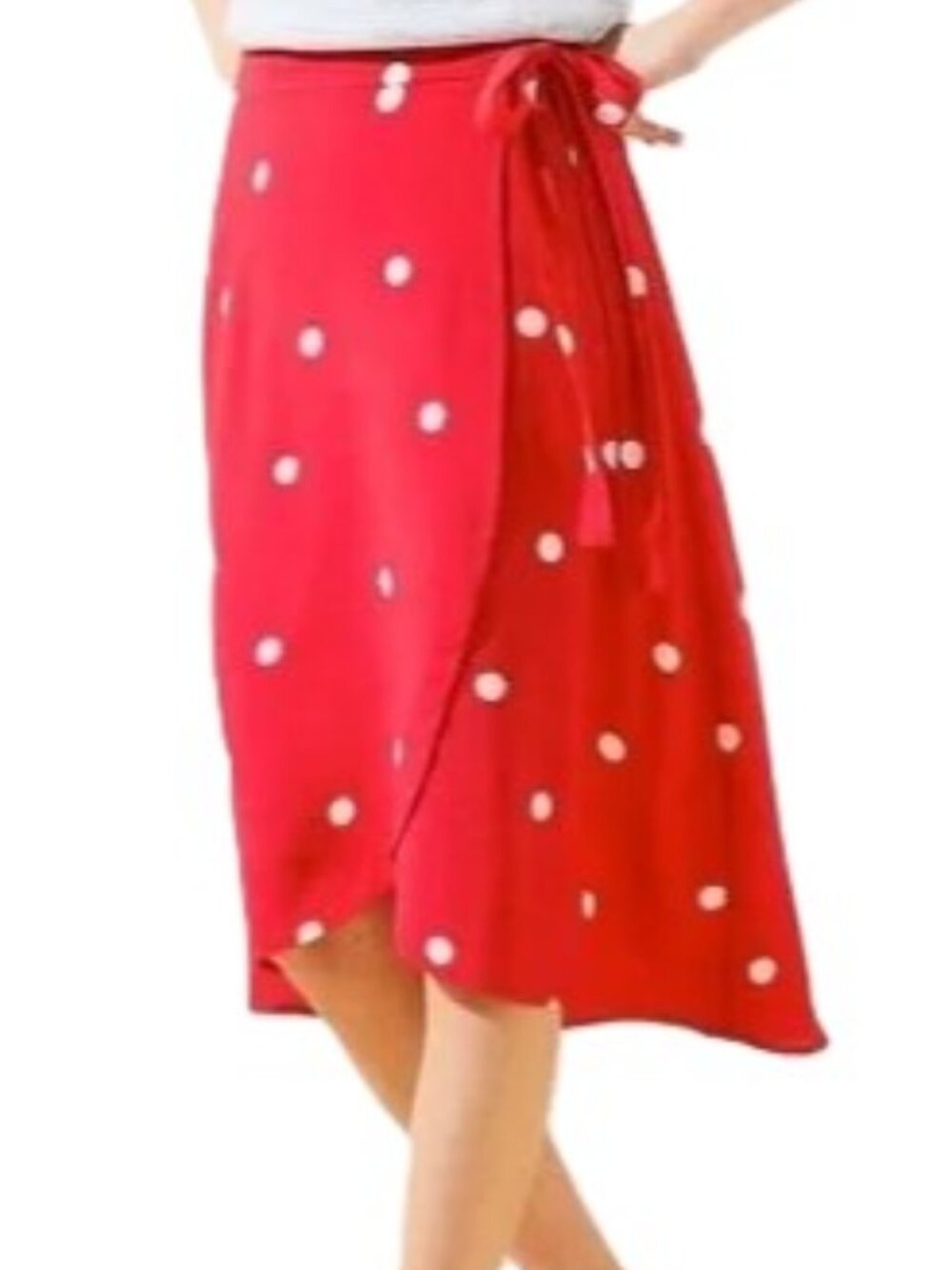Loft Highlow Polka Dot Wrap Skirt Size 10